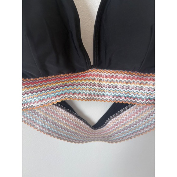 New - women's SHEIN Halter Swimsuit Top – Black with Multicolor Band – XL - Picture 2 of 4